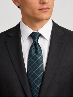 XMI for Nordstrom Men’s Silk Tie Green Purple Blue Plaid Hand Made Italy